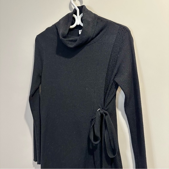 Coco y Club | womens small black long sleeve turtleneck sweater dress with tie - Picture 2 of 6